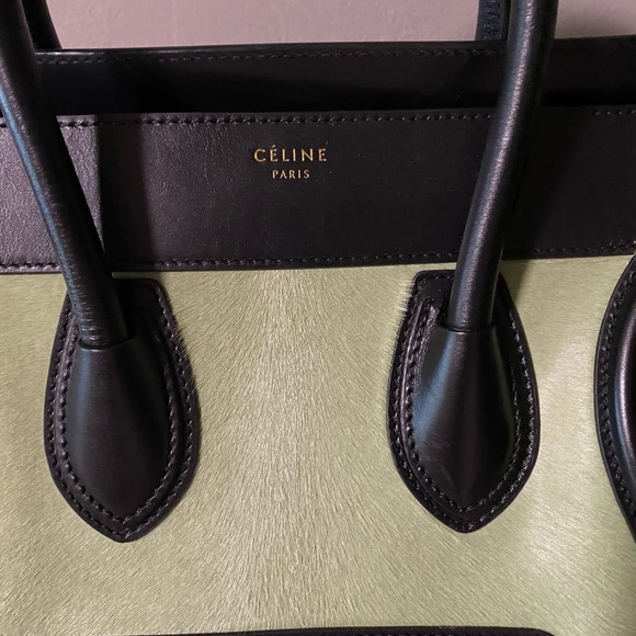 Host pick! 🤩🥳 Celine pistachio Pony hair and black leather Mini luggage bag - Picture 5 of 16